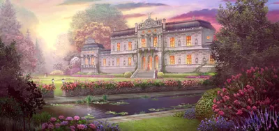 Artistic Stately Mansion Surrounded Nature Wallpaper 4K 2000x940 Artistic, Hd, Pc, Desktop, Wallpaper, Featuring, A, Stately, Mansion, Surrounded, Lush, Garden, Gray, Ultrawide, Full HD