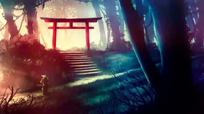 Radiant Fantasy Wallpaper Nature Wallpaper 4K 1920x1080 A, Fantasy, Warrior, Approaches, Serene, Forest, Shrine, Illuminated, Soft, Light, Stone, Path, White, Ultrawide, Full HD