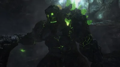 Radiant Powerful Wallpaper Black/Dark Wallpaper 4K 1920x1080 A, Stunning, Hd, Wallpaper, Featuring, Powerful, Golem, Intricately, Detailed, Glowing, Green, Fissures, White, Gray, Ultrawide, Full HD