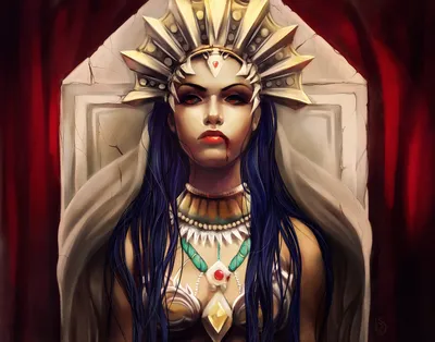 Sleek Fantasy Wallpaper Fantasy Wallpaper 4K 1945x1525 A, Striking, Fantasy, Vampire, Woman, With, Long, Dark, Hair, Regal, Headdress, Set, White, Gray, Square, Full HD