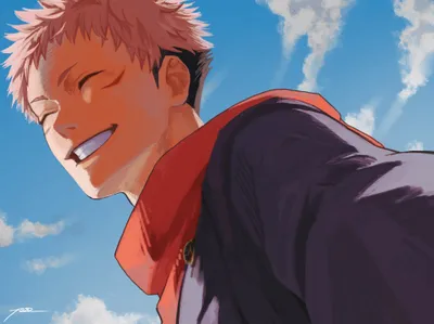 Bold Anime Wallpaper Nature Wallpaper 4K 2048x1535 Hd, Anime, Desktop, Wallpaper, Featuring, Yuji, Itadori, From, Jujutsu, Kaisen, Smiling, Against, Brown, Pink, Orange, Landscape, Full HD