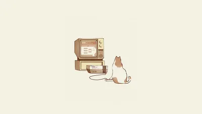 Vibrant Minimalist Wallpaper Games Wallpaper 4K 1920x1080 Minimalist, Illustration, Of, A, Cat, At, Retro, Nes-style, Console, Computer, Playing, 8-bit, White, Ultrawide, Full HD