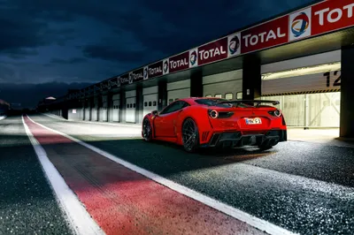 Red Gtb Supercar Racing Pit Cars Wallpaper 4K 4096x2731 Red, Ferrari, 488, Gtb, Supercar, Parked, By, A, Racing, Pit, Lane, Night, White, Landscape, 4k