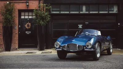 Sleek Blue Aston Martin World Wallpaper 4K 3600x2025 A, Sleek, Blue, Aston, Martin, Db2, Parked, On, Street, Front, Brick, Building, Gray, Ultrawide, QHD