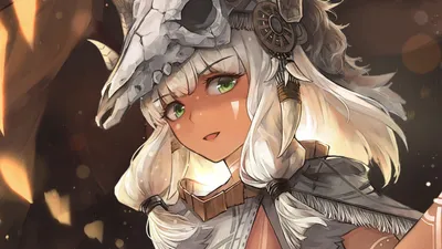 Anime Original Character White Abstract Wallpaper 4K 1920x1080 Anime-style, Original, Character, With, White, Hair, And, Striking, Green, Eyes, Wearing, Skull, Purple, Ultrawide, Full HD