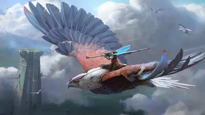Fantasy Rider Armed Spear Animals Wallpaper 4K 1920x1080 A, Fantasy, Hd, Pc, Desktop, Wallpaper, Featuring, Rider, Armed, Spear, Soaring, Through, Gray, Ultrawide, Full HD