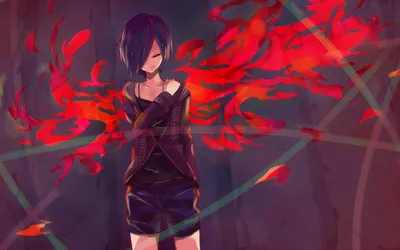 Vivid Anime Wallpaper Abstract Wallpaper 4K 1920x1200 Anime, Character, Touka, Kirishima, From, Tokyo, Ghoul, With, Short, Purple, Hair, Wearing, Red, Brown, Ultrawide, Full HD