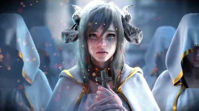 Serene Fantasy Wallpaper Fantasy Wallpaper 4K 1941x1080 A, Fantasy-themed, Hd, Desktop, Wallpaper, Featuring, Demon-like, Figure, Grey, Hair, Orange, Eyes, White, Gray, Ultrawide, Full HD