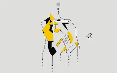 Minimalist Digital Geometric Shapes Minimal Wallpaper 4K 2560x1600 A, Minimalist, Digital, Artwork, Featuring, Geometric, Shapes, In, Yellow, Black, Light, Gray, White, Ultrawide, QHD