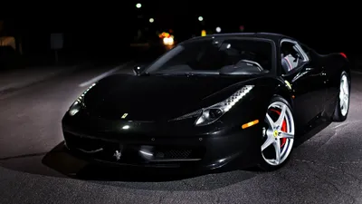 Moody Sleek Wallpaper Cars Wallpaper 4K 4256x2394 A, Sleek, Black, Ferrari, 458, Italia, Supercar, Parked, Dimly, Lit, Street, Showcased, Blue, Gray, Ultrawide, 4k