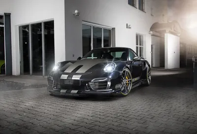 Moody Black Wallpaper Cars Wallpaper 4K 3000x2048 Black, Porsche, 911, Turbo, With, Racing, Stripes, Parked, Modern, Driveway, Captured, High-definition, White, Landscape, QHD