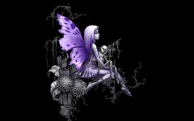 Mystical Fairy Purple Wings Fantasy Wallpaper 4K 1920x1200 A, Mystical, Fairy, With, Purple, Wings, Sits, Against, Dark, Backdrop, Surrounded, Abstract, White, Orange, Ultrawide, Full HD