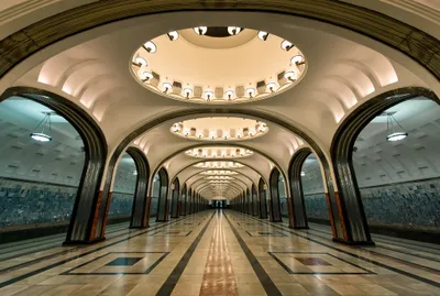 Sprawling Moscow Underground Abstract Wallpaper 4K 2048x1376 Sprawling, Moscow, Underground, Station, With, Symmetrical, Columns, And, Arched, Ceilings, Illuminated, Circular, Gray, Landscape, Full HD