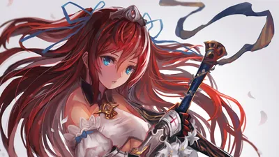 Original Anime Character Abstract Wallpaper 4K 1920x1080 Hd, Desktop, Wallpaper, Featuring, An, Original, Anime, Character, Long, Red, Hair, Blue, White, Ultrawide, Full HD
