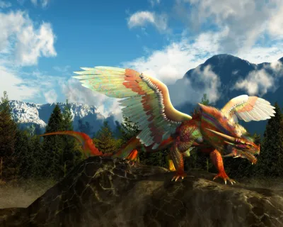 Calm Vibrant Wallpaper Nature Wallpaper 4K 3555x2844 Hd, Pc, Desktop, Wallpaper, Featuring, A, Vibrant, Fantasy, Dragon, Colorful, Wings, Perched, Gray, Pink, White, Square, QHD