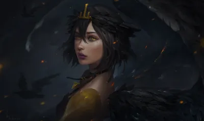 Serene Fantasy Wallpaper Black/Dark Wallpaper 4K 5424x3216 Hd, Desktop, Wallpaper, Featuring, A, Fantasy, Angel, With, Yellow, Eyes, Wearing, Lipstick, Brown, Gray, Ultrawide, 4k