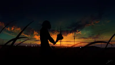 Golden Silhouetted Wallpaper Nature Wallpaper 4K 4096x2320 Silhouetted, Anime, Girl, Against, A, Vivid, Orange-and-teal, Sunset, Sky, Dramatic, Clouds, Distant, Orange, Red, Ultrawide, 4k