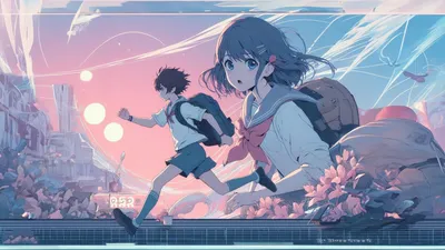 Romantic Minimalist Anime World Wallpaper 4K 1920x1080 Romantic, Minimalist, Anime, Hd, Pc, Desktop, Wallpaper:, Two, Students, Running, Through, Pastel, White, Ultrawide, Full HD