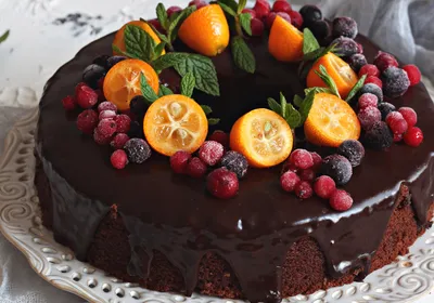 Glossy Chocolate Cake Abstract Wallpaper 4K 1920x1345 Hd, Pc, Desktop, Wallpaper, Of, A, Glossy, Chocolate, Cake, Topped, Vibrant, Fruit, White, Gray, Landscape, Full HD