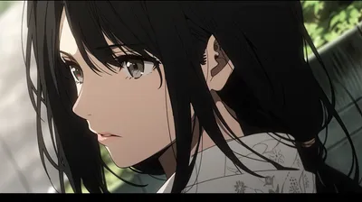 Close Anime Girl Long Black Black/Dark Wallpaper 4K 8736x4896 Close-up, Of, An, Anime, Girl, With, Long, Black, Hair, Expressive, Eyes, Rendered, Gray, Ultrawide, 4k