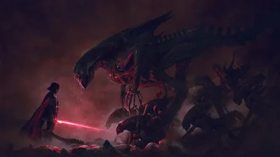 Dramatic Crossover Between Darth Vader Black/Dark Wallpaper 4K 2000x1125 Hd, Desktop, Wallpaper, Featuring, A, Dramatic, Crossover, Between, Darth, Vader, Multiple, Xenomorphs, Brown, Ultrawide, Full HD
