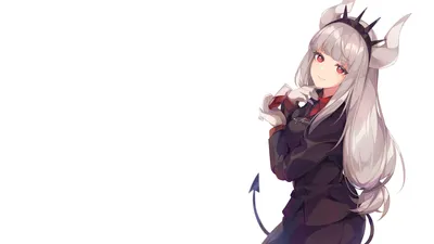 Golden Lucifer Wallpaper Black/Dark Wallpaper 4K 3840x2160 Lucifer, (helltaker), Anime-style, Demon, Girl, With, Silver, Hair, Horns, Tail, White, Ultrawide, 4k