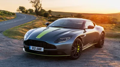 Silver Aston Martin Db11 Supercar Cars Wallpaper 4K 4096x2304 Silver, Aston, Martin, Db11, Supercar, With, Green, Stripe, Parked, Scenic, Road, Sunset, White, Ultrawide, 4k