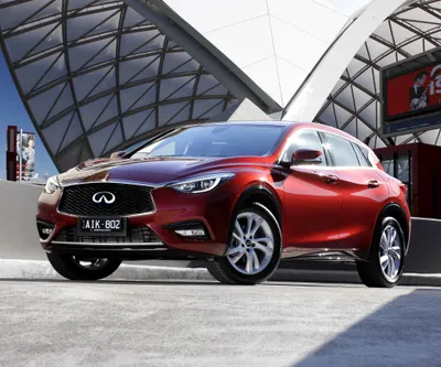 Moody Red Wallpaper Cars Wallpaper 4K 4096x3409 Red, Infiniti, Q30, Hatchback, In, Front, Of, Modern, Glass, Architecture, High-resolution, Ultra, White, Square, 4k