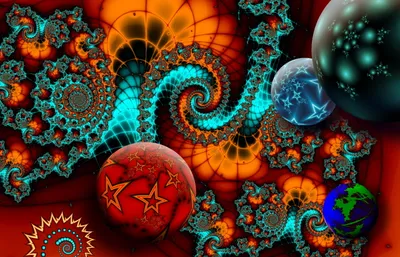 Vibrant Colorful Fractal Abstract Wallpaper 4K 2998x1930 A, Vibrant, Hd, Pc, Desktop, Wallpaper, Featuring, Colorful, Fractal, Spirals, Spheres, Intricate, Orange, Ultrawide, QHD