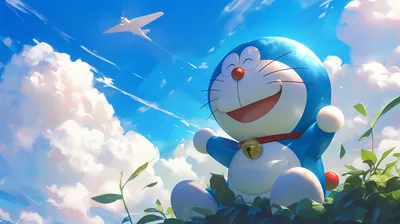 Doraemon Vibrant Blue Skies Nature Wallpaper 4K 2912x1632 Hd, Desktop, Wallpaper, Featuring, Doraemon, Against, A, Vibrant, Blue, Skies, Fluffy, White, Pink, Green, Red, Ultrawide, QHD