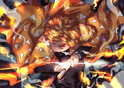 Calm Zenitsu Wallpaper Abstract Wallpaper 4K 3157x2232 Zenitsu, Agatsuma, From, Demon, Slayer, Kimetsu, No, Yaiba, Fiery, Lightning, Stance, Brown, White, Landscape, QHD