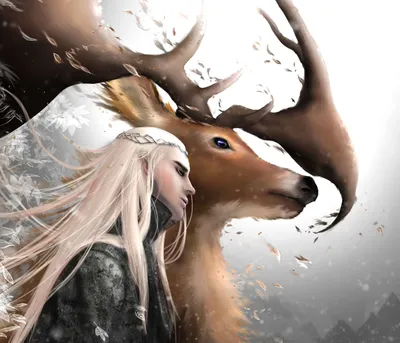 Radiant Majestic Wallpaper Fantasy Wallpaper 4K 2550x2189 A, Majestic, Stag, Accompanies, Thranduil, The, Elven, King, Featuring, Antlers, Flowing, White, Square, Full HD