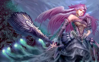 Fantasy Themed Fierce Angel Pink Fantasy Wallpaper 4K 1920x1200 Fantasy-themed, Hd, Pc, Desktop, Wallpaper, Featuring, A, Fierce, Angel, Pink, Wings, Armor, Brown, Gray, Ultrawide, Full HD