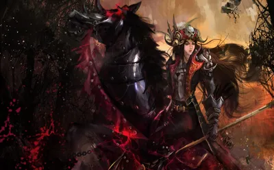 Powerful Woman Warrior Stands Black/Dark Wallpaper 4K 3500x2168 A, Powerful, Woman, Warrior, Stands, Confidently, By, Fierce, Black, Horse, Surrounded, Dark, Brown, Gray, Ultrawide, QHD
