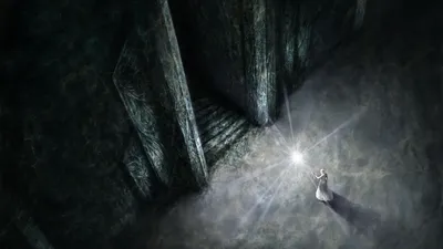 Crisp Mysterious Wallpaper Fantasy Wallpaper 4K 1920x1080 A, Mysterious, Character, Stands, In, The, Parca, Temple, Holding, Glowing, Light, Amidst, Gray, Ultrawide, Full HD