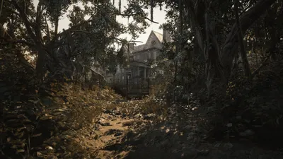 Resident Evil Biohazard Spooky Nature Wallpaper 4K 3840x2160 Hd, Wallpaper, Of, Resident, Evil, 7, Biohazard, Featuring, Spooky, Overgrown, Forest, Pathway, White, Brown, Ultrawide, 4k