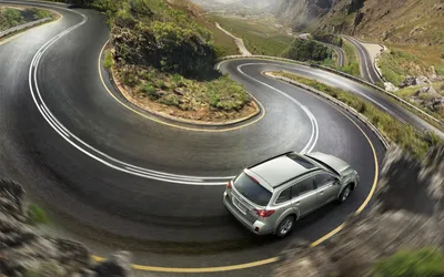 Golden Silver Wallpaper Nature Wallpaper 4K 1920x1200 Silver, Subaru, Outback, Suv, Navigating, A, Sharp, Mountain, Hairpin, Turn, Winding, Road, Gray, White, Ultrawide, Full HD