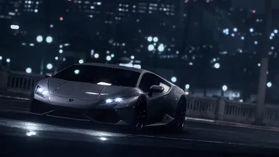 Sleek White Supercar City Street Cars Wallpaper 4K 1920x1080 A, Sleek, White, Lamborghini, Huracan, Supercar, Parked, On, City, Street, Night, Captured, Gray, Ultrawide, Full HD