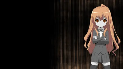 Golden Taiga Wallpaper Black/Dark Wallpaper 4K 1920x1080 Hd, Pc, Desktop, Wallpaper, Featuring, Taiga, Aisaka, From, Anime, Toradora, Standing, Arms, Black, Ultrawide, Full HD