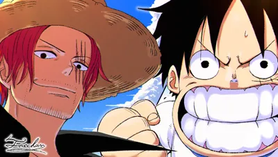 Monkey Luffy Shanks One Piece Abstract Wallpaper 4K 2048x1158 Monkey, D., Luffy, Shanks, One, Piece, Anime, Straw, Hat, Desktop, White, Brown, Ultrawide, Full HD
