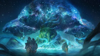 Dreamy Fantasy Wallpaper Space Wallpaper 4K 1920x1080 Fantasy-themed, Hd, Pc, Desktop, Wallpaper, Featuring, Giant, Glowing, Trees, Resembling, Cosmic, Nebulae, Pink, Gray, Ultrawide, Full HD