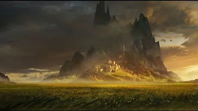 Majestic Fantasy Castle Rises Nature Wallpaper 4K 1920x1080 A, Majestic, Fantasy, Castle, Rises, From, Misty, Landscape, Set, Against, Dramatic, Mountains, Brown, Gray, Ultrawide, Full HD
