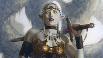 Crisp Powerful Wallpaper Fantasy Wallpaper 4K 1920x1080 A, Powerful, Woman, Warrior, With, Silver, Hair, And, Striking, Gold, Eyes, Stands, Gray, White, Ultrawide, Full HD