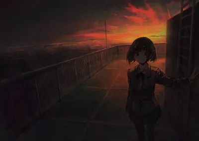 Anime Girl Short Brown Hair Nature Wallpaper 4K 2829x2000 An, Hd, Desktop, Wallpaper, Featuring, Anime, Girl, Short, Brown, Hair, Bow, Standing, Orange, Landscape, QHD