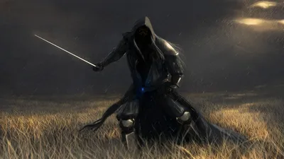 Golden Mysterious Wallpaper Nature Wallpaper 4K 3400x1912 A, Mysterious, Fantasy, Warrior, Stands, In, Dark, Stormy, Landscape, Wielding, Sword, Glowing, Brown, Gray, Ultrawide, QHD