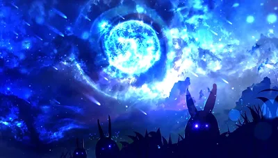 Vibrant Anime Fantasy Space Wallpaper 4K 1920x1096 A, Vibrant, Hd, Anime, Wallpaper, Featuring, Fantasy, Blue, Comet, Glowing, Planet, Shadowy, Black, White, Ultrawide, Full HD