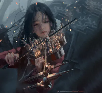 Calm Fantasy Wallpaper Fantasy Wallpaper 4K 1920x1736 Fantasy, Hd, Wallpaper, Of, A, Woman, Playing, The, Violin, Imaginative, Surreal, Elements, Gray, Square, Full HD