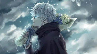 Satoru Gojo Jujutsu Kaisen Abstract Wallpaper 4K 3840x2160 Hd, Desktop, Wallpaper, Featuring, Satoru, Gojo, From, Jujutsu, Kaisen, Bouquet, Under, Rain, Gray, Ultrawide, 4k