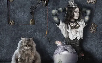 Fantasy Themed Woman Unique Animals Wallpaper 4K 2560x1600 A, Fantasy-themed, Hd, Wallpaper, Features, Woman, With, Unique, Style, Wearing, Top, Hat, Gray, Ultrawide, QHD