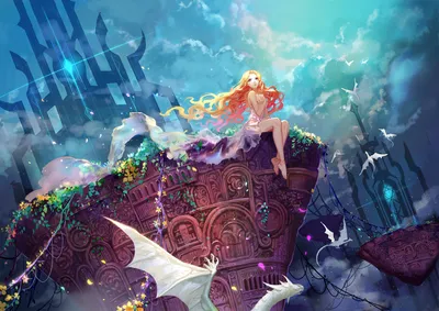 Bold Blonde Wallpaper Animals Wallpaper 4K 1700x1202 A, Blonde, Long-haired, Anime, Character, With, Aqua, Eyes, Dress, Sits, Barefoot, Fantastical, Pink, Gray, Landscape